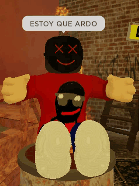a cartoon character with a speech bubble that says " estoy que ardo " on it