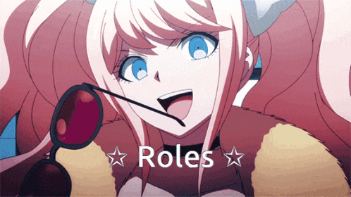 a picture of a girl with sunglasses and the words roles on the bottom