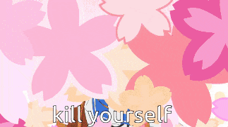 a pixel art of a girl with the words kill yourself written below her