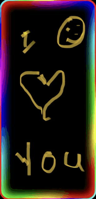 a drawing of a heart and the word you on a black background