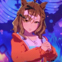 a close up of a cartoon character with a ponytail