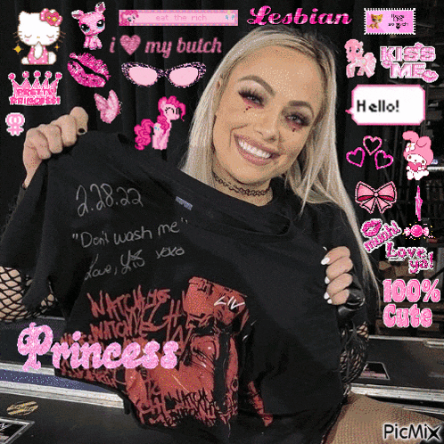 a woman holding a black shirt that says princess