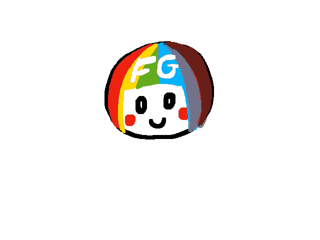 a drawing of a colorful ball with the letters fg written on it