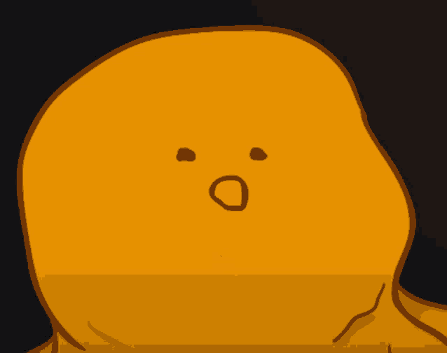 a cartoon drawing of a yellow object with a surprised look on its face