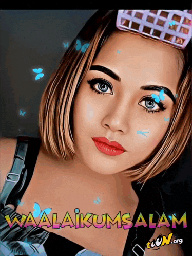 a cartoon drawing of a woman with the words waalaikum salam written on it