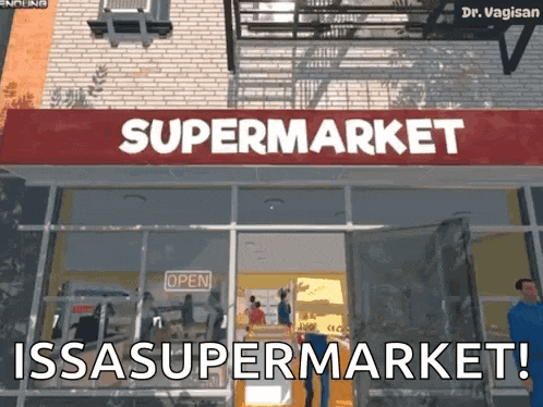 a computer generated image of a supermarket with the words " issasupermarket " on the bottom