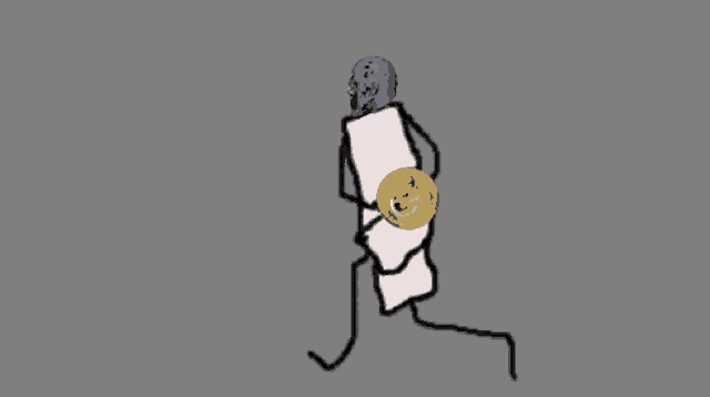 a drawing of a doge with a muffin on his head