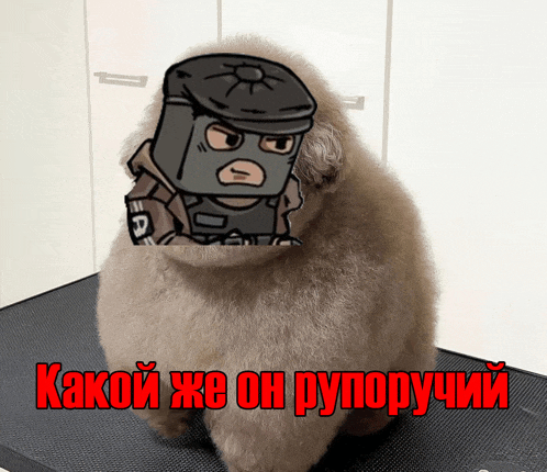 a stuffed animal with a picture of a man in a mask and the words " какой же он рулоручий "