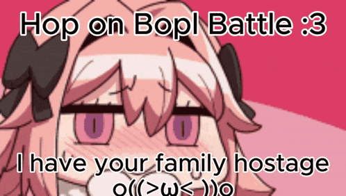 a cartoon of a girl with the words hop on bopl battle 3