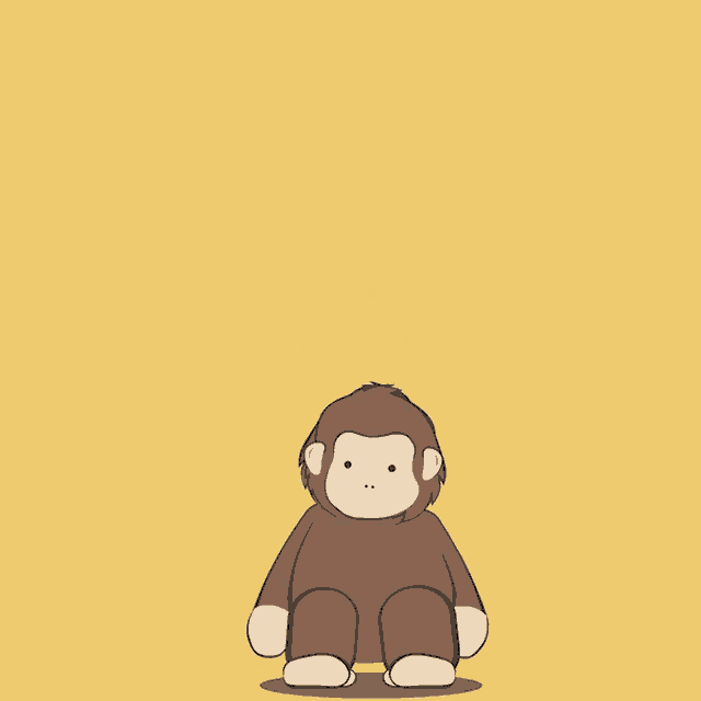 a monkey is jumping in the air with its arms outstretched