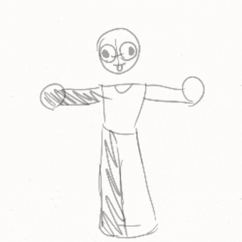 a child 's drawing of a person with their arms outstretched