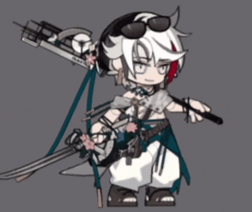 a cartoon character is holding a sword and wearing sunglasses and a hat