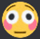 a close up of a yellow smiley face with pink cheeks .