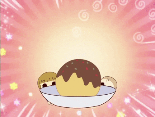 three cartoon characters are holding a plate of food and one of them has the letter h on his head