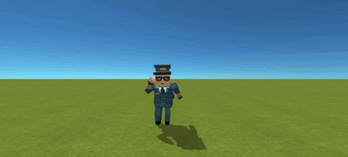 a man in a military uniform is standing in a field with the words bye behind him