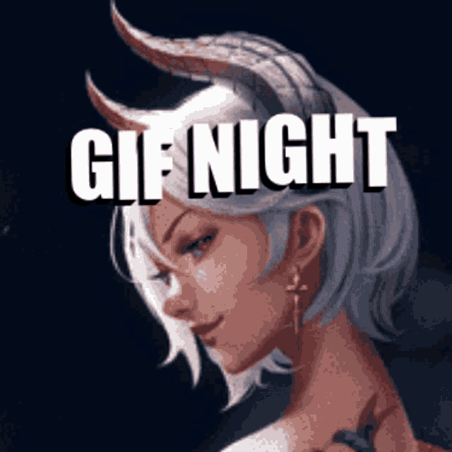 a woman with horns and the words gif night behind her