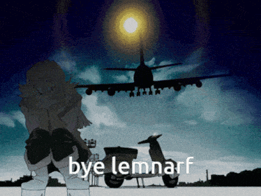 bye lennarf is written in front of a plane and a scooter