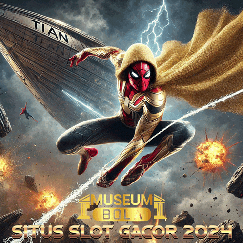 a poster for museum bola shows a spider-man flying through the air