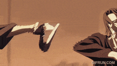 a gif of a person kicking another person with the website gifrun.com in the bottom right corner