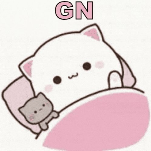 a cartoon cat is laying in a bed with a pillow and a blanket .