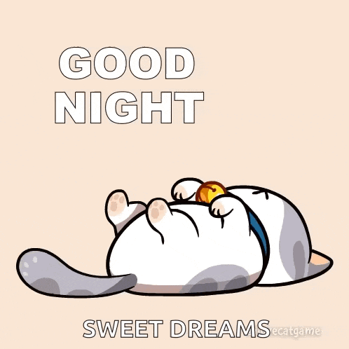a cartoon cat is sleeping with a pumpkin on its head and the words good night sweet dreams below it