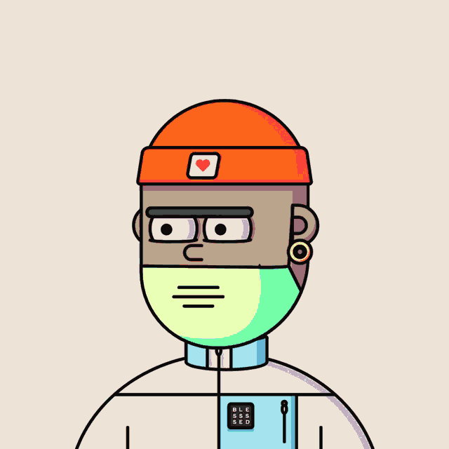 a cartoon drawing of a robot with a breaker hat on
