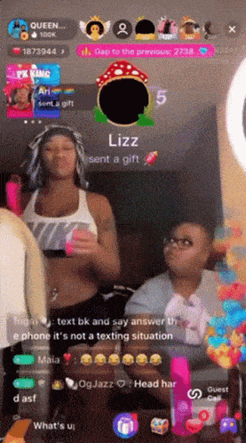 a woman named lizz sent a gift on a live video