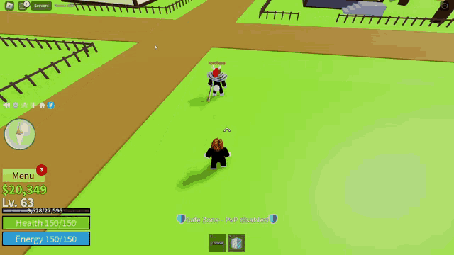 a screenshot of a video game shows a person standing in the grass