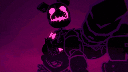 a silhouette of a bunny with wings and a bow tie is lit up in pink