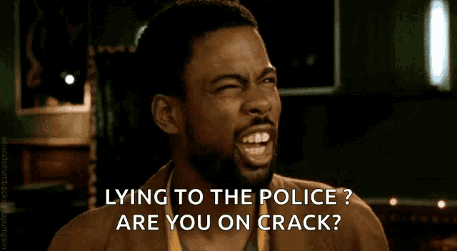a man in a brown jacket says lying to the police