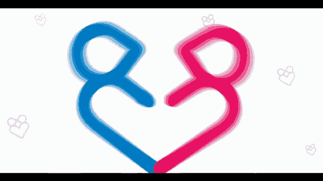a blue and pink heart with the letters e and r on it