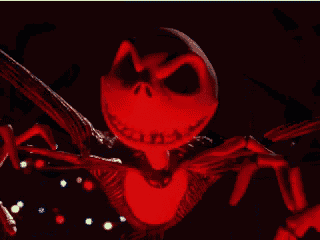 jack skellington from the nightmare before christmas is lit up red