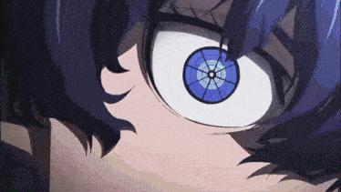 a close up of a person 's eyes with a target in the middle