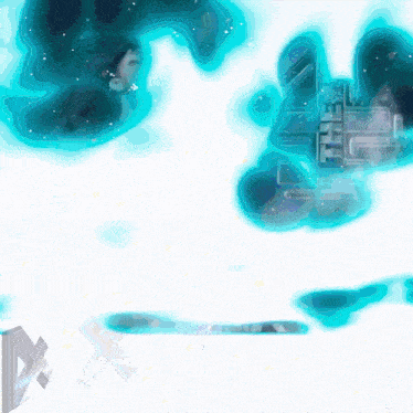 a white background with blue bubbles and a triangle