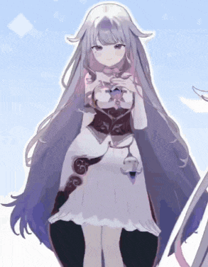 a drawing of a girl with long white hair