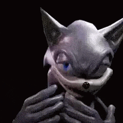 a 3d rendering of a cartoon character smoking a cigarette with a black background .