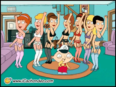 a cartoon of a man surrounded by women with the website www.icachondeo.com at the top