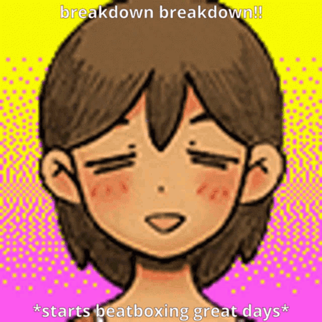 a picture of a girl with the words breakdown breakdown written above her