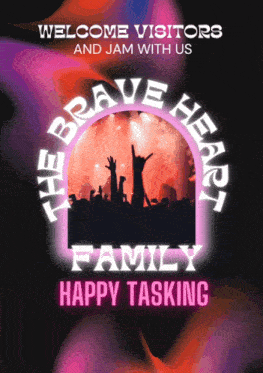 a poster for the brave heart family says welcome visitors and jam with us
