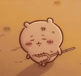 a cartoon drawing of a bear holding a stick with chinese writing on its face