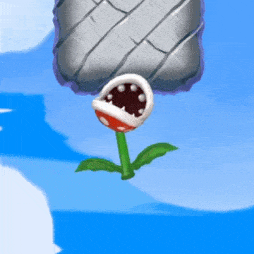 a cartoon flower with a huge mouth is flying in the air