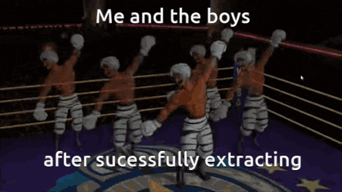 a boxing ring with the words me and the boys after successfully extracting on the bottom