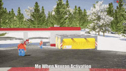 a screenshot of a video game with the words me when neuron activation at the bottom
