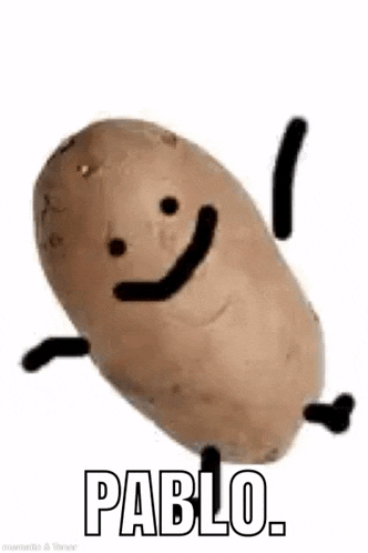 a potato with a face and arms and legs is dancing .
