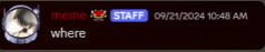a blurred image of a person with the words meme staff and where