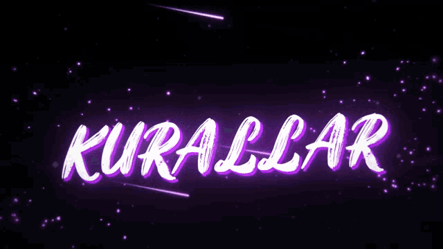 the word kurallar is glowing in purple letters on a black background