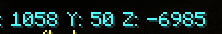 a black background with blue numbers that say 1068 1:50 2 -685