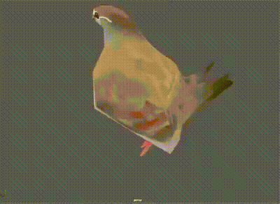a 3d model of a pigeon flying in the air .