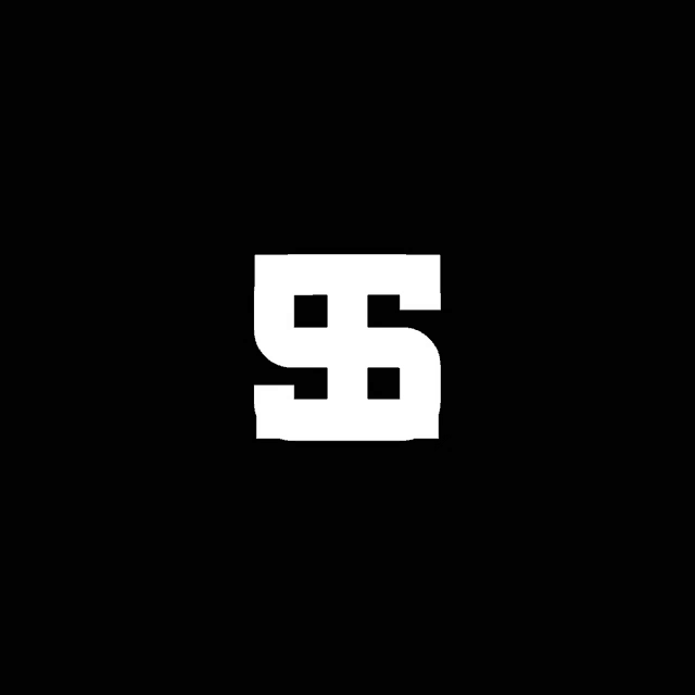 a black background with a white letter s