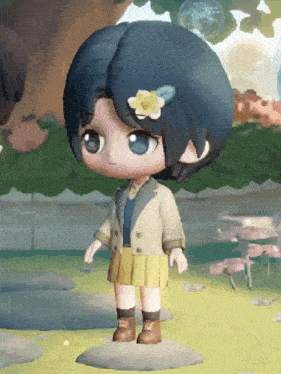 a little girl with a flower in her hair